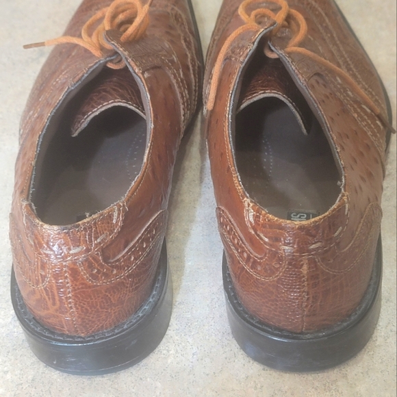 Stacy Adams "Armento" All-Over Mustard Ostrich Print Shoes, US M 11-1/2 - Picture 5 of 9